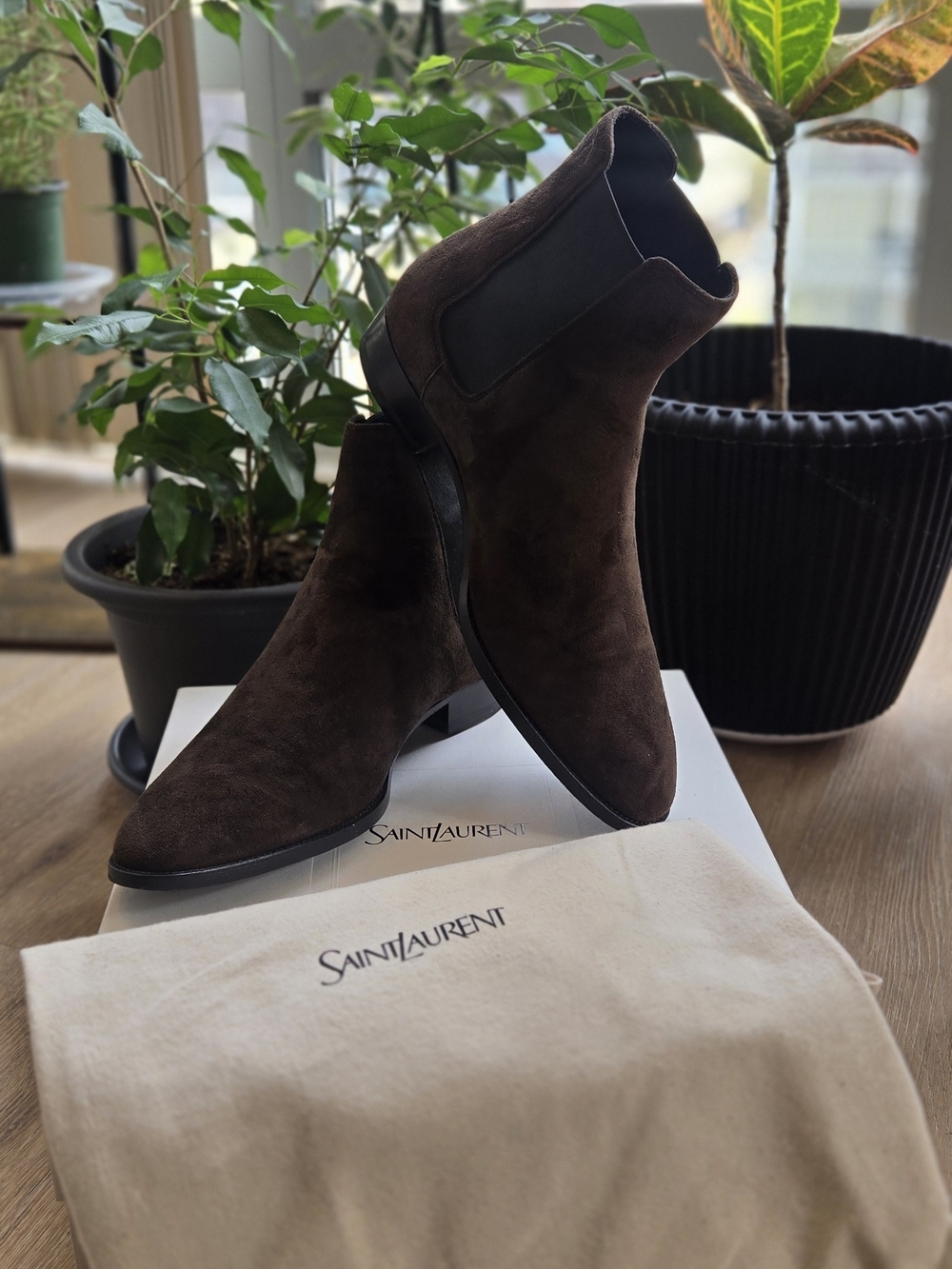 Saint Laurent Men’s Dark Brown Suede Chukka Boots